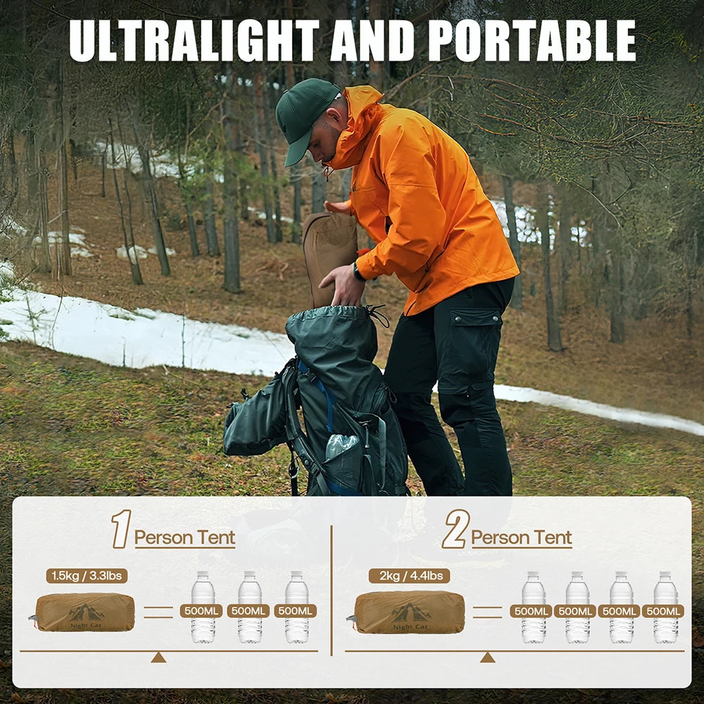 Night Cat Lightweight Double Layer Waterproof Backpacking Tent