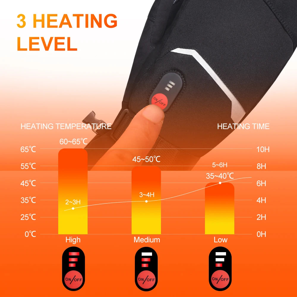 SNOW DEER Heated Waterproof Winter Gloves for Skiing and Cycling