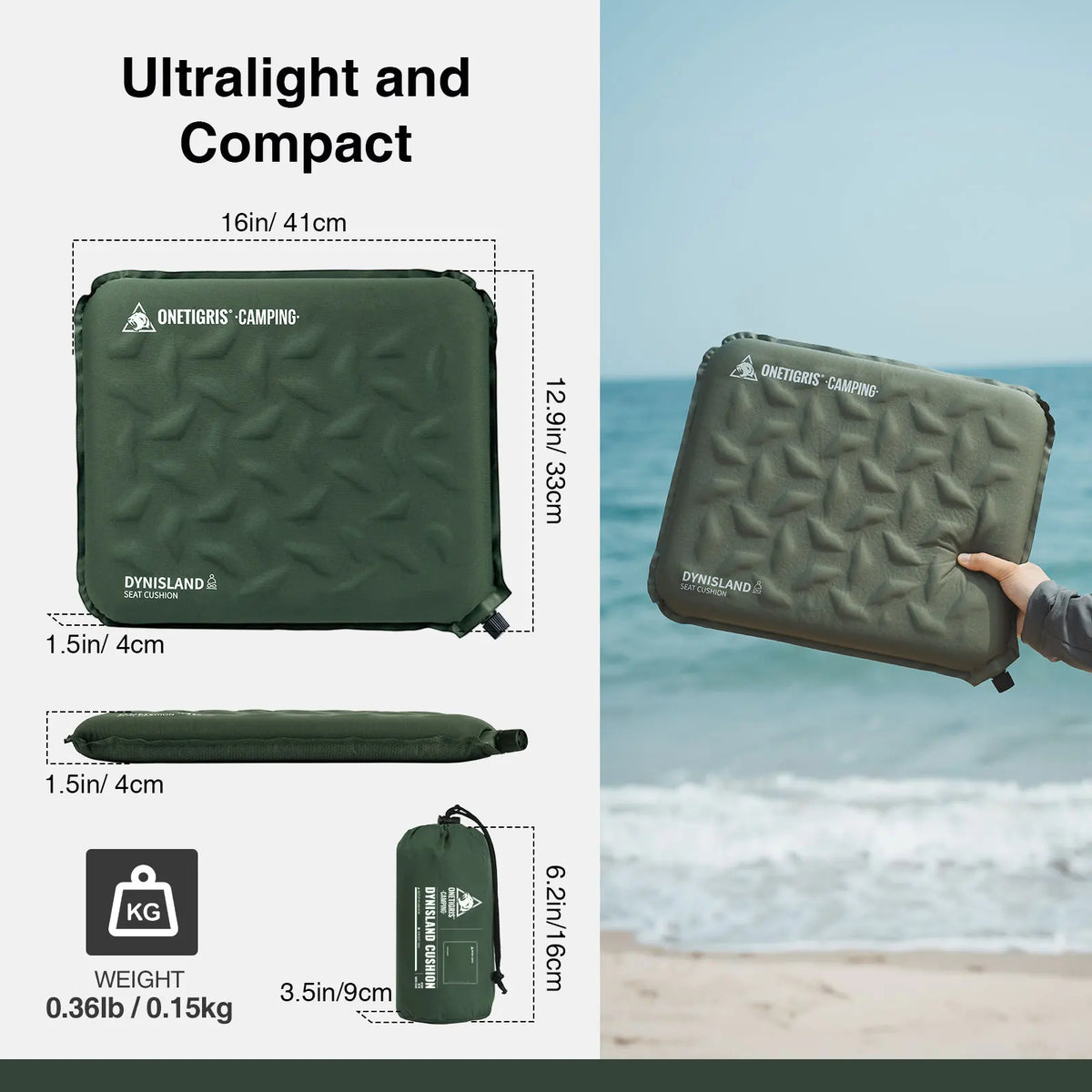 OneTigris Inflatable Seat Cushion for Camping and Travel