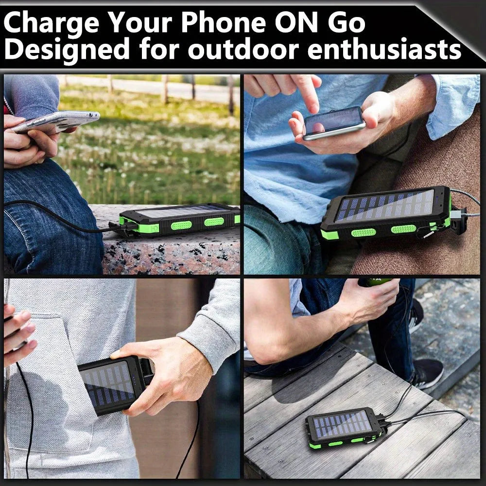 Portable Solar Power Bank 10000Mah With Leds And Digital Display