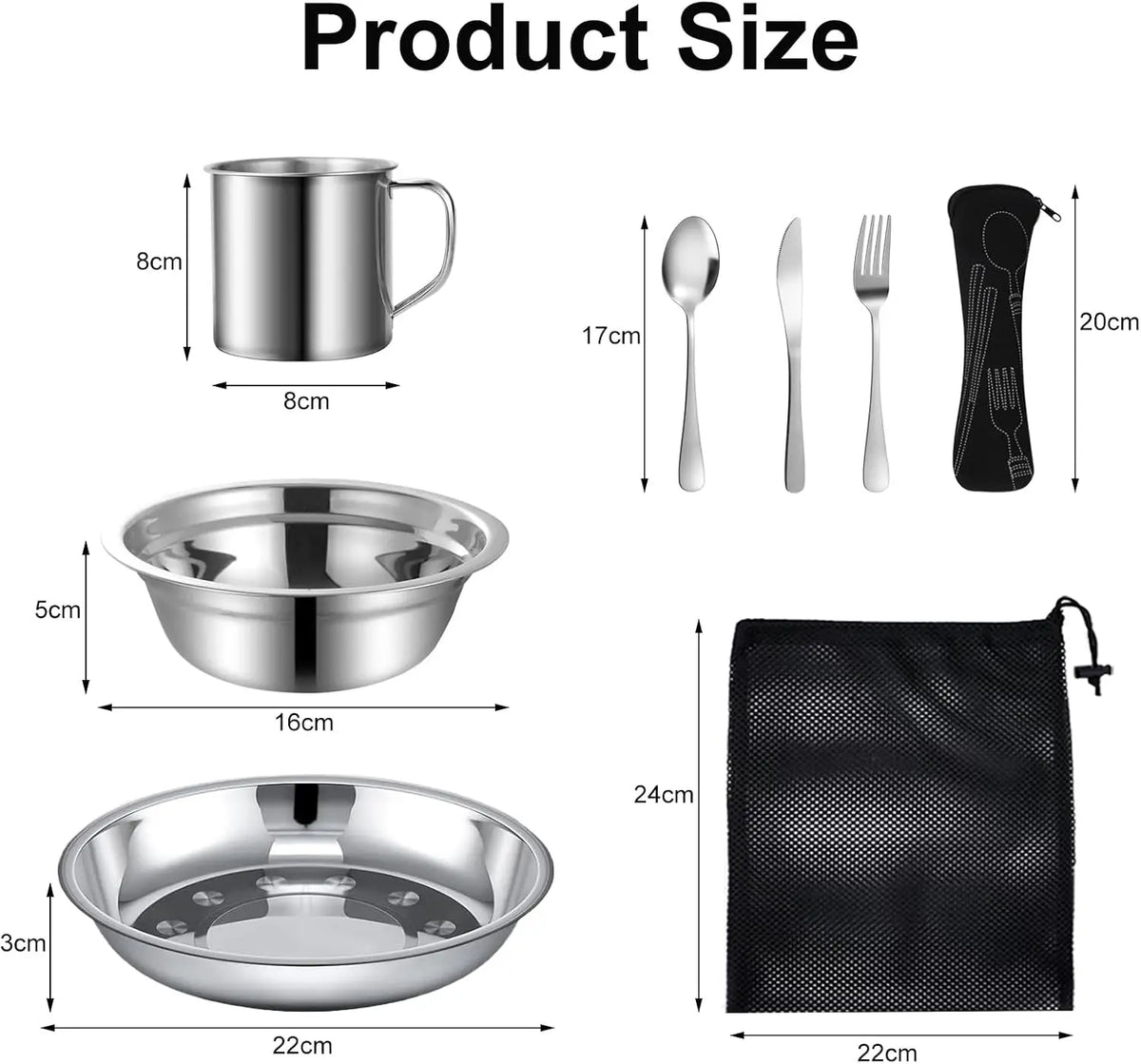 Reusable Stainless Steel Camping Plates And Insulated Bowls