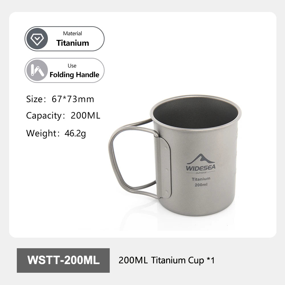 Widesea Titanium Camping Cup With Foldable Handle