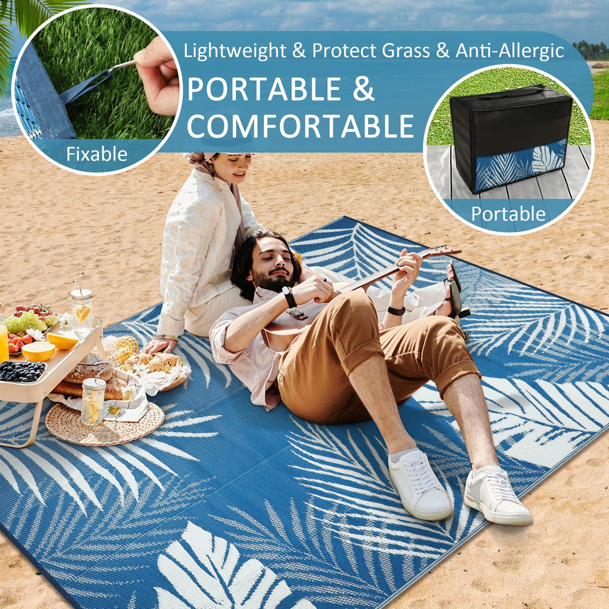 Waterproof Recycled Plastic Outdoor Rug For Patio And Camping