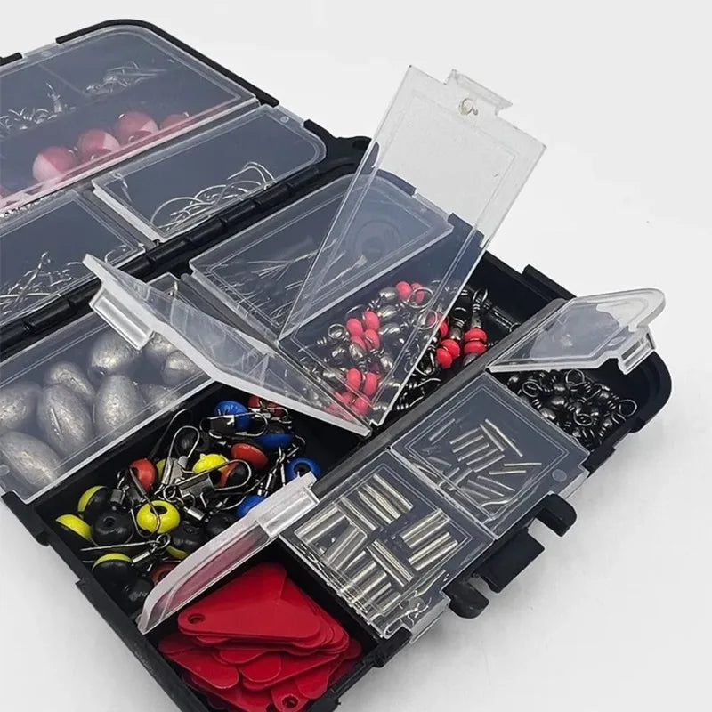 Fishing Tackle Kit With Lures Hooks And Storage Box