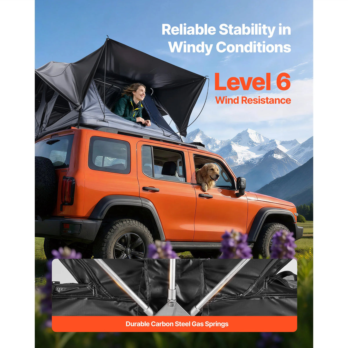 SucceBuy Foldable Waterproof Rooftop Tent With LED Light