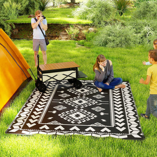 Outsunny Modern Geometric Outdoor Area Rug Polypropylene Floor Mat