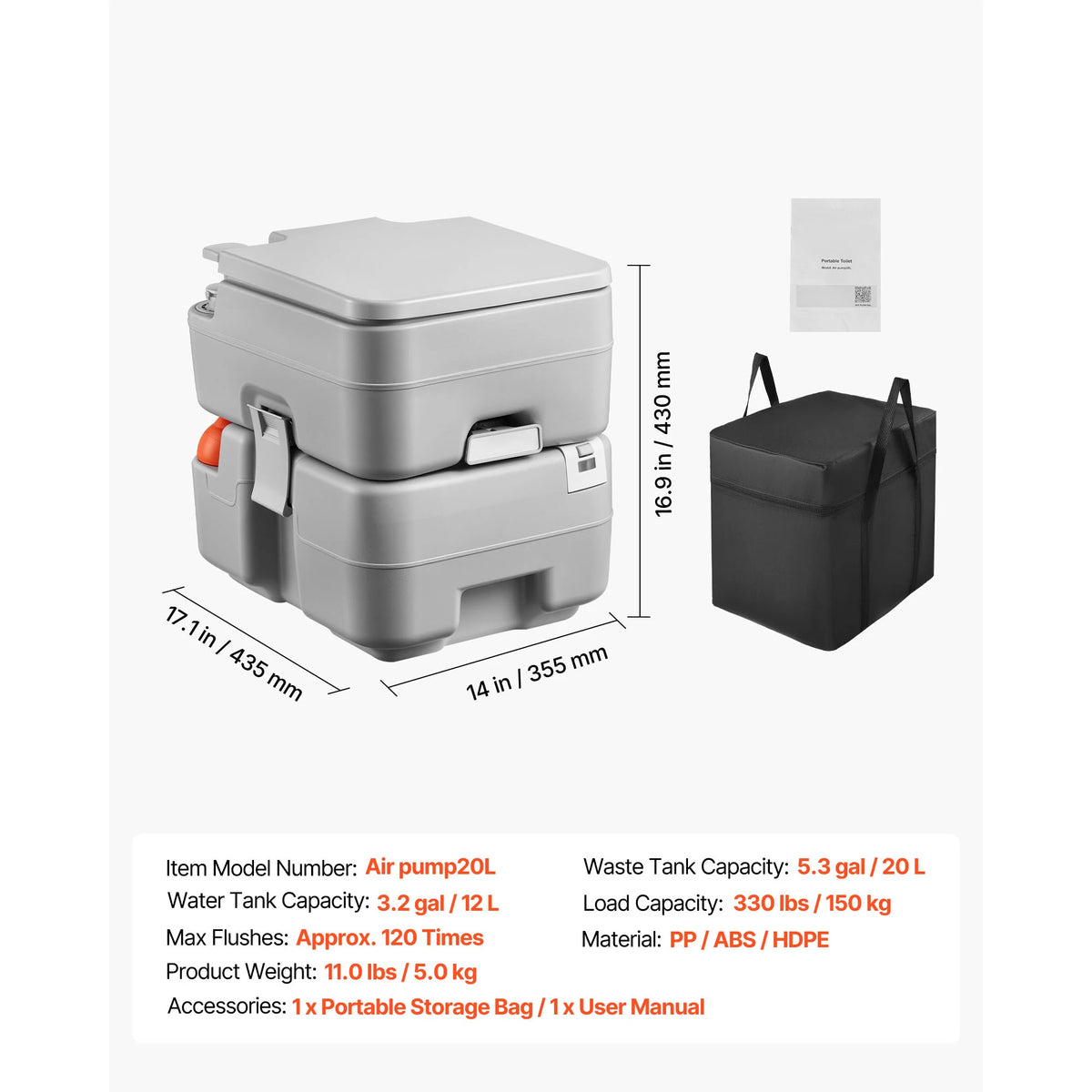 SucceBuy Portable Toilet With Detachable Waste Tank And Level Indicator