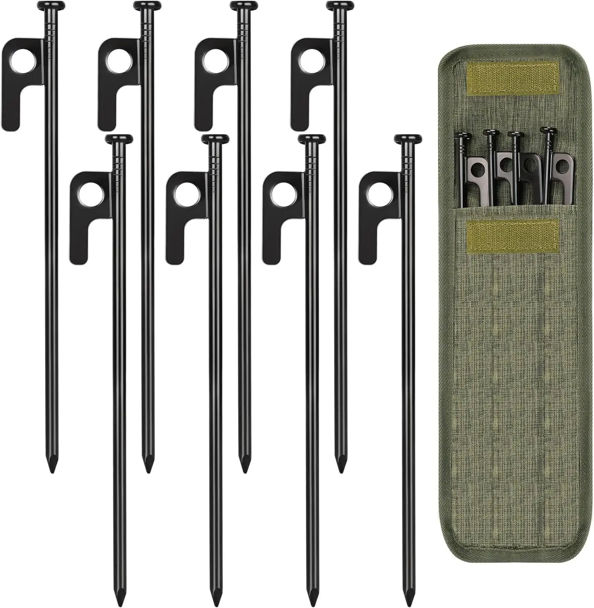 Heavy Duty Forged Steel Tent Stakes With Carrying Bag
