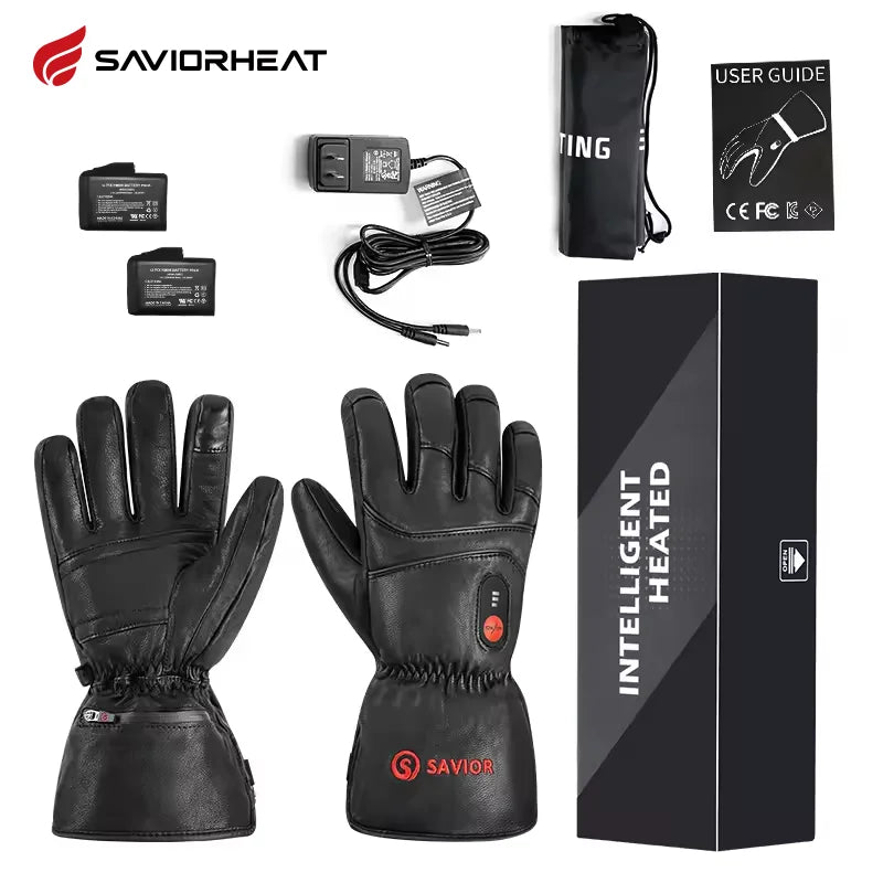 Savior Heat Heated Sheepskin Motorcycle and Outdoor Gloves