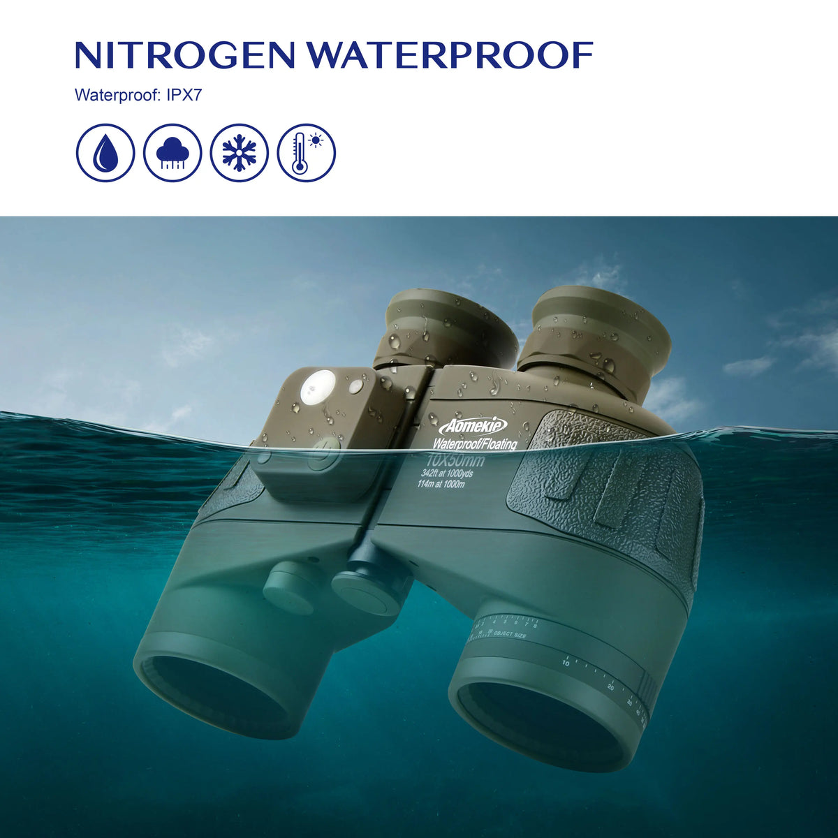 Marine Binoculars With Rangefinder Compass And Waterproof FMC Lens