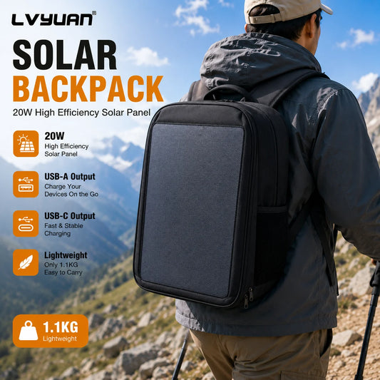 LVYUAN Solar Charging Backpack for Outdoor Travel