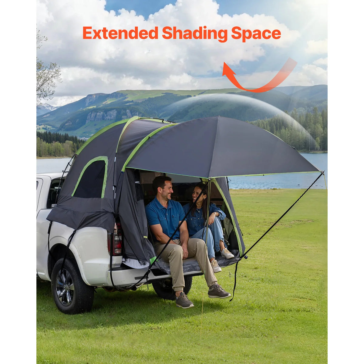 SucceBuy Waterproof Pickup Truck Bed Tent With Expandable Awning