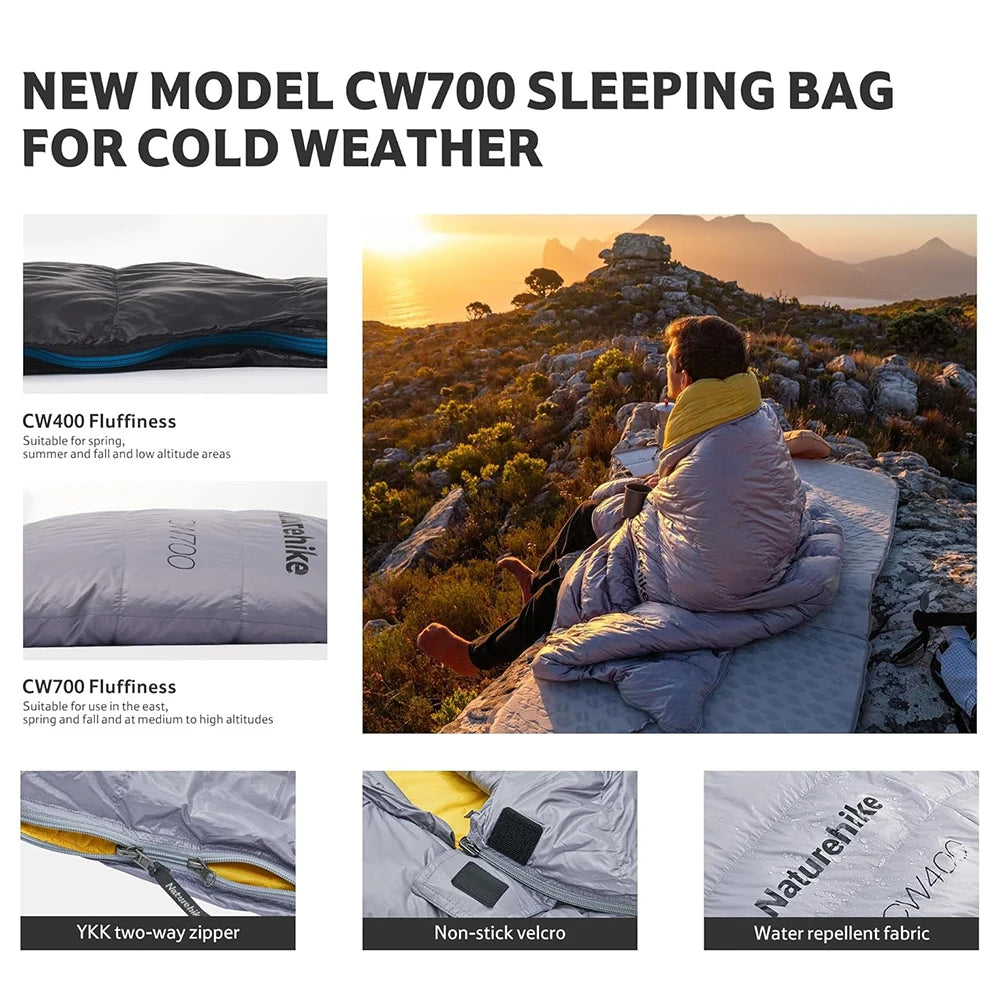 Naturehike CW700 Envelope Duck Down Sleeping Bag Camping Hiking