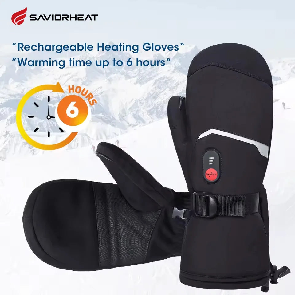 SNOW DEER Heated Waterproof Winter Gloves for Skiing and Cycling