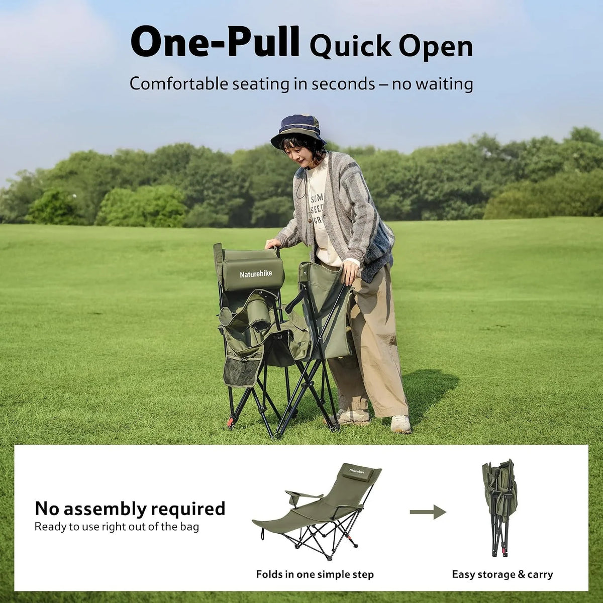 Naturehike Adjustable Folding Recliner Camping Chair With Footrest
