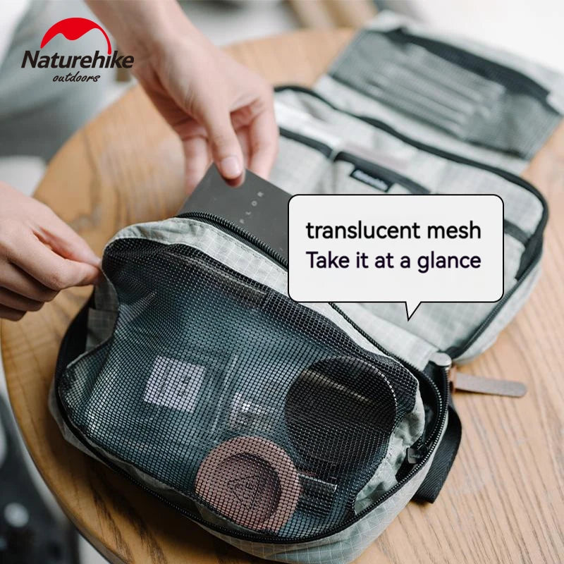 Naturehike Waterproof Hanging Toiletry Bag With Wet And Dry Compartments
