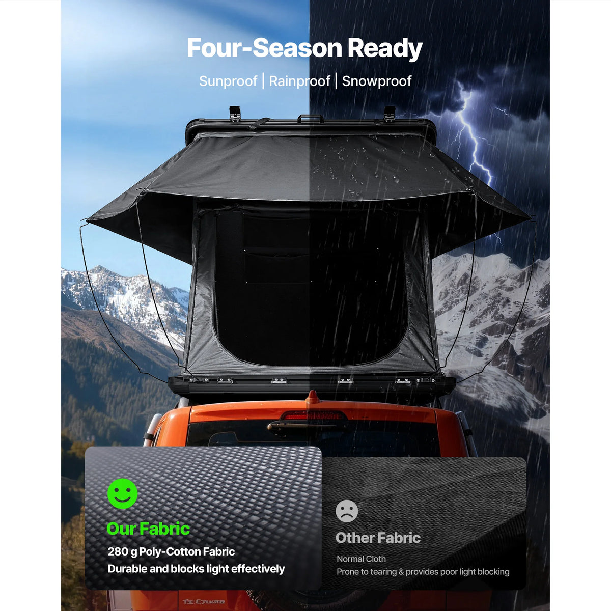 SucceBuy Hard Shell Rooftop Tent With Mattress And LED Light