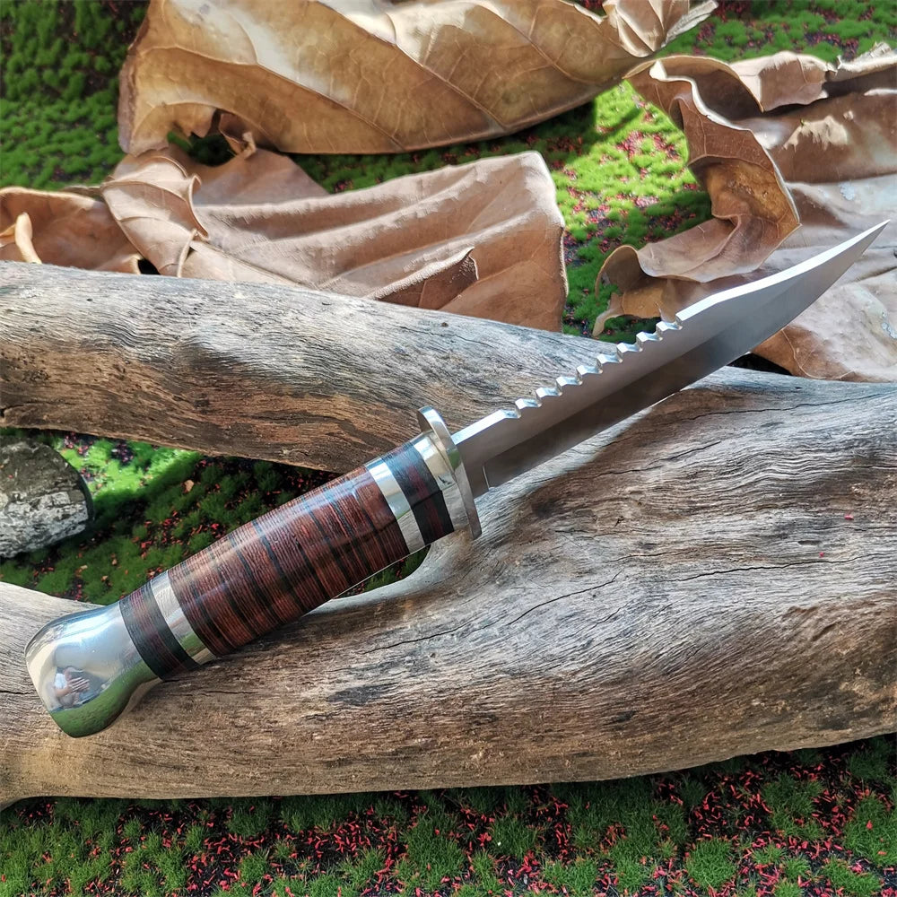 Doom Blade Stainless Steel Hunting Knife With Wooden Handle