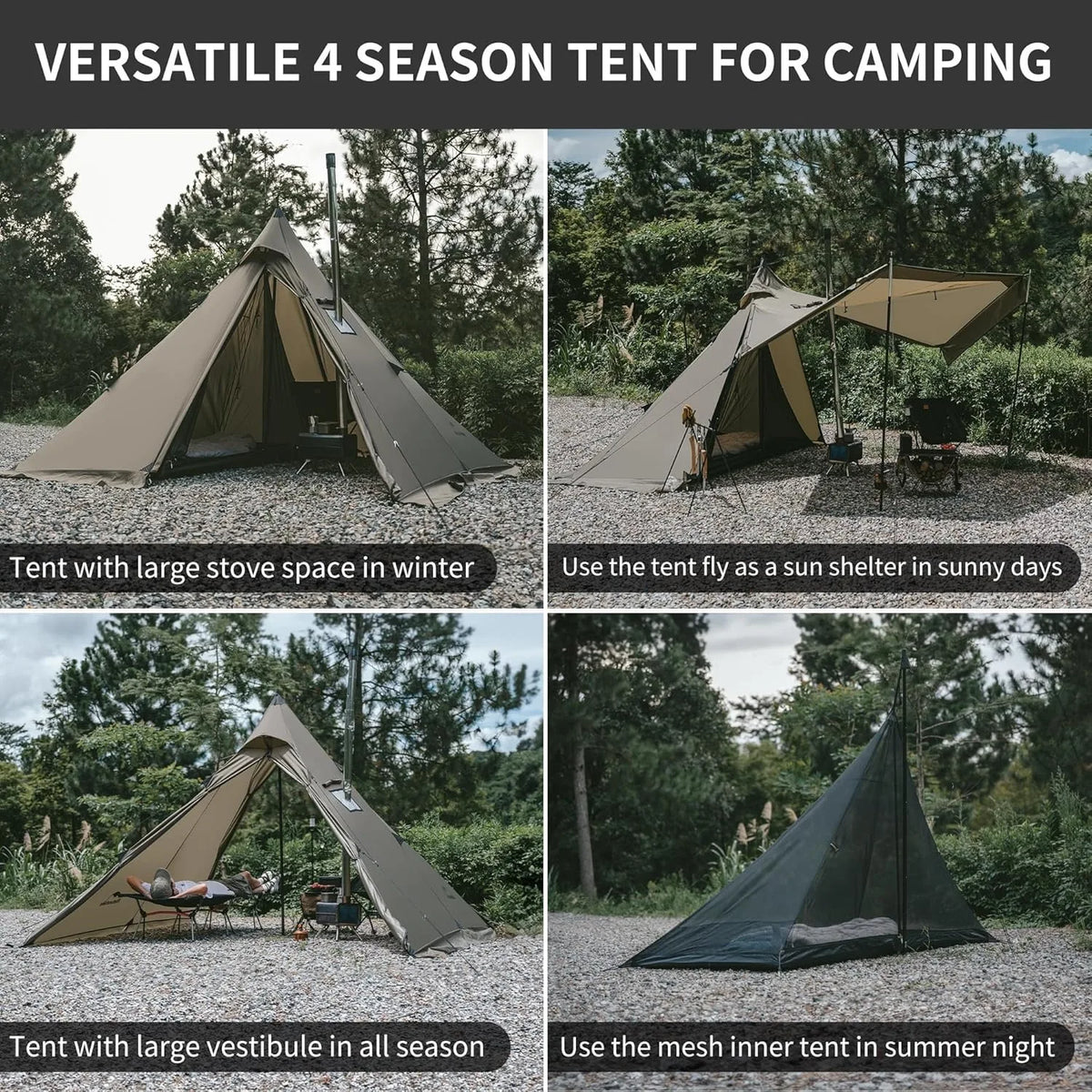 Naturehike Camping Tent With Chimney Window And Double Layer