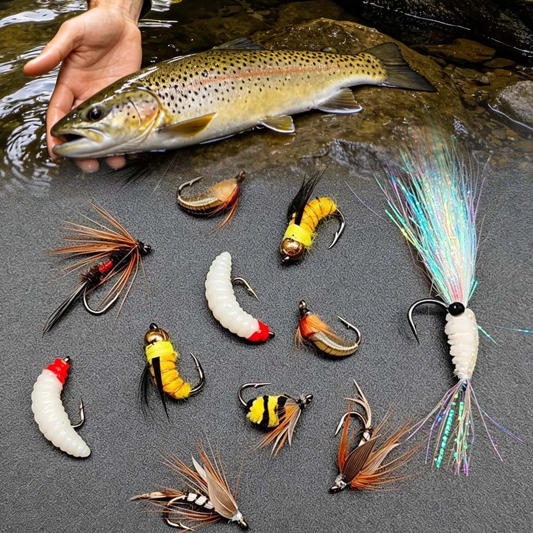 Fly Fishing Flies for Trout and Salmon Dry Wet Nymphs