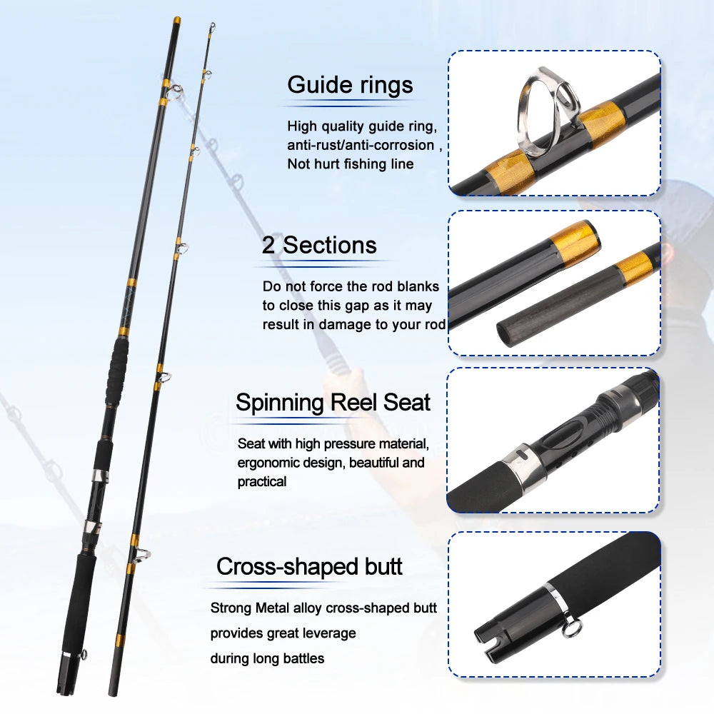 AIXIYIYI Heavy Duty Saltwater Spinning Jigging Fishing Rod