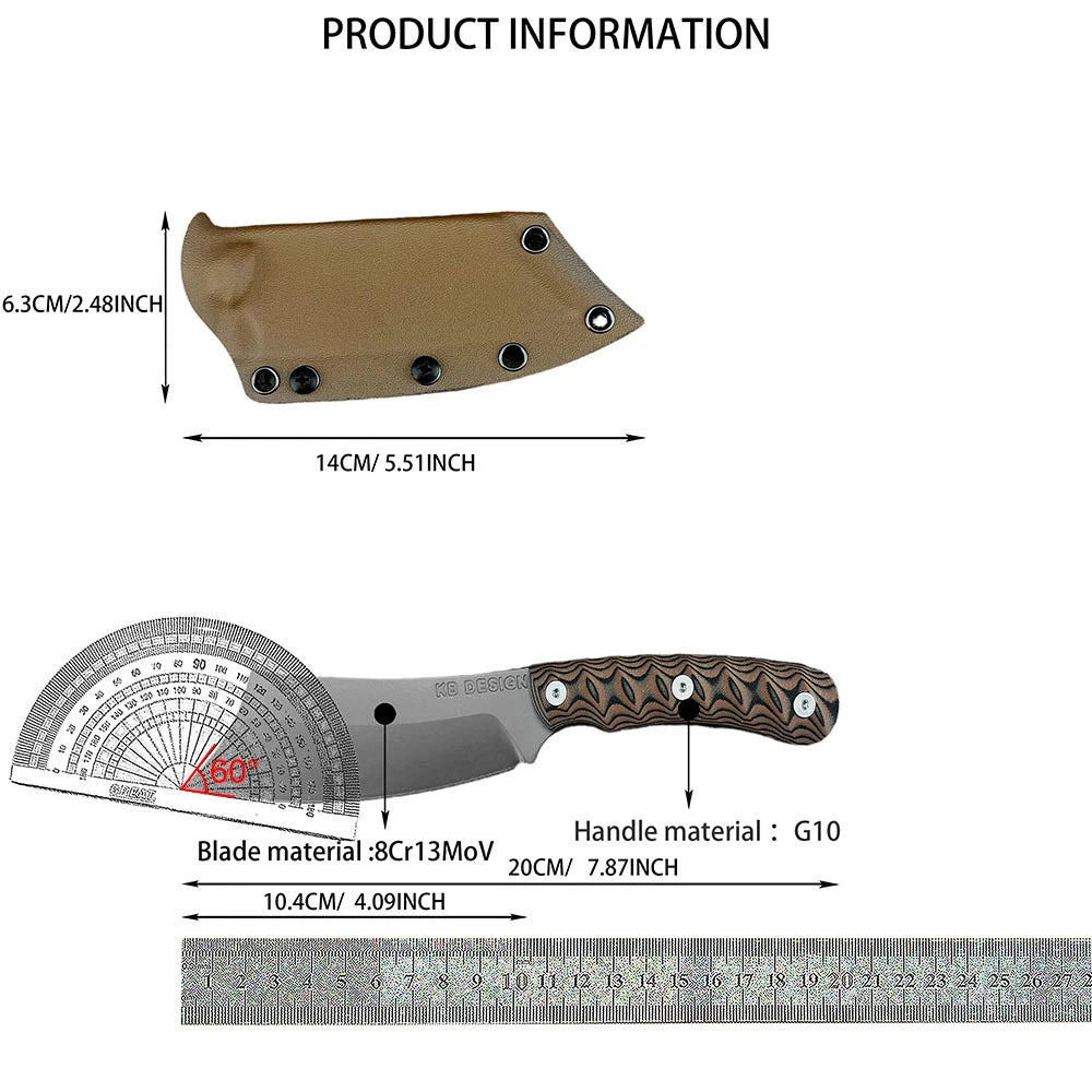 DIY Outdoor Camping Fixed Blade Stainless Steel Knife