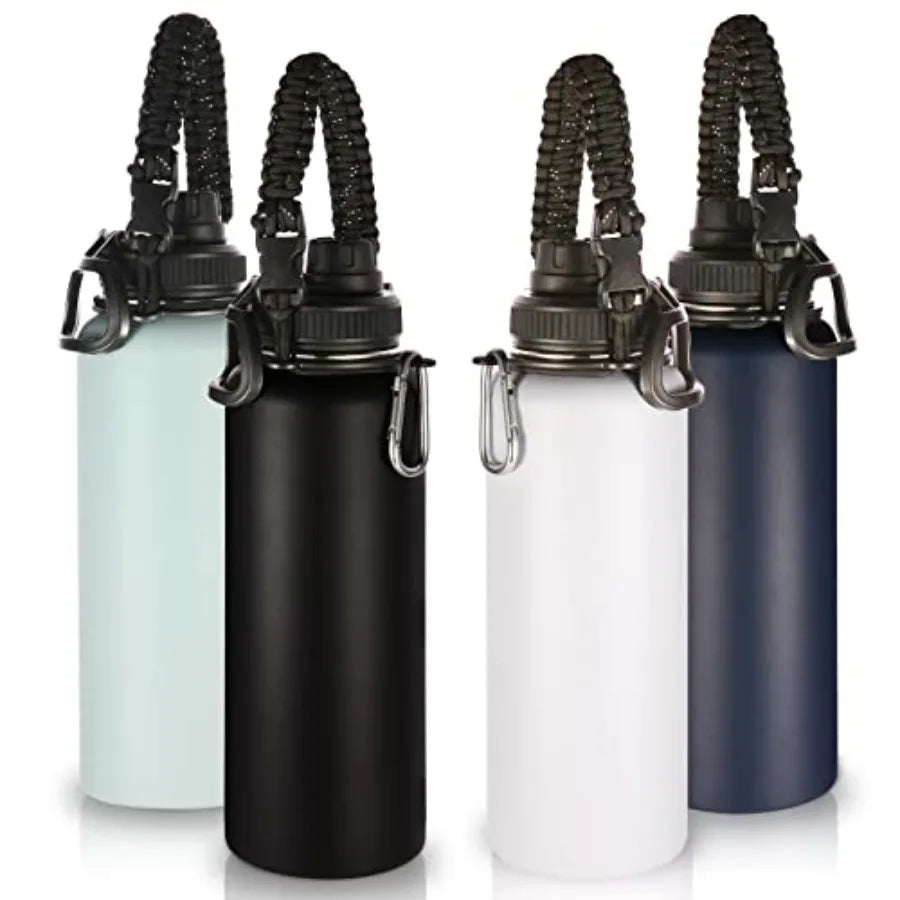 Insulated Stainless Steel Bottle With Paracord Handle And Spout Lid