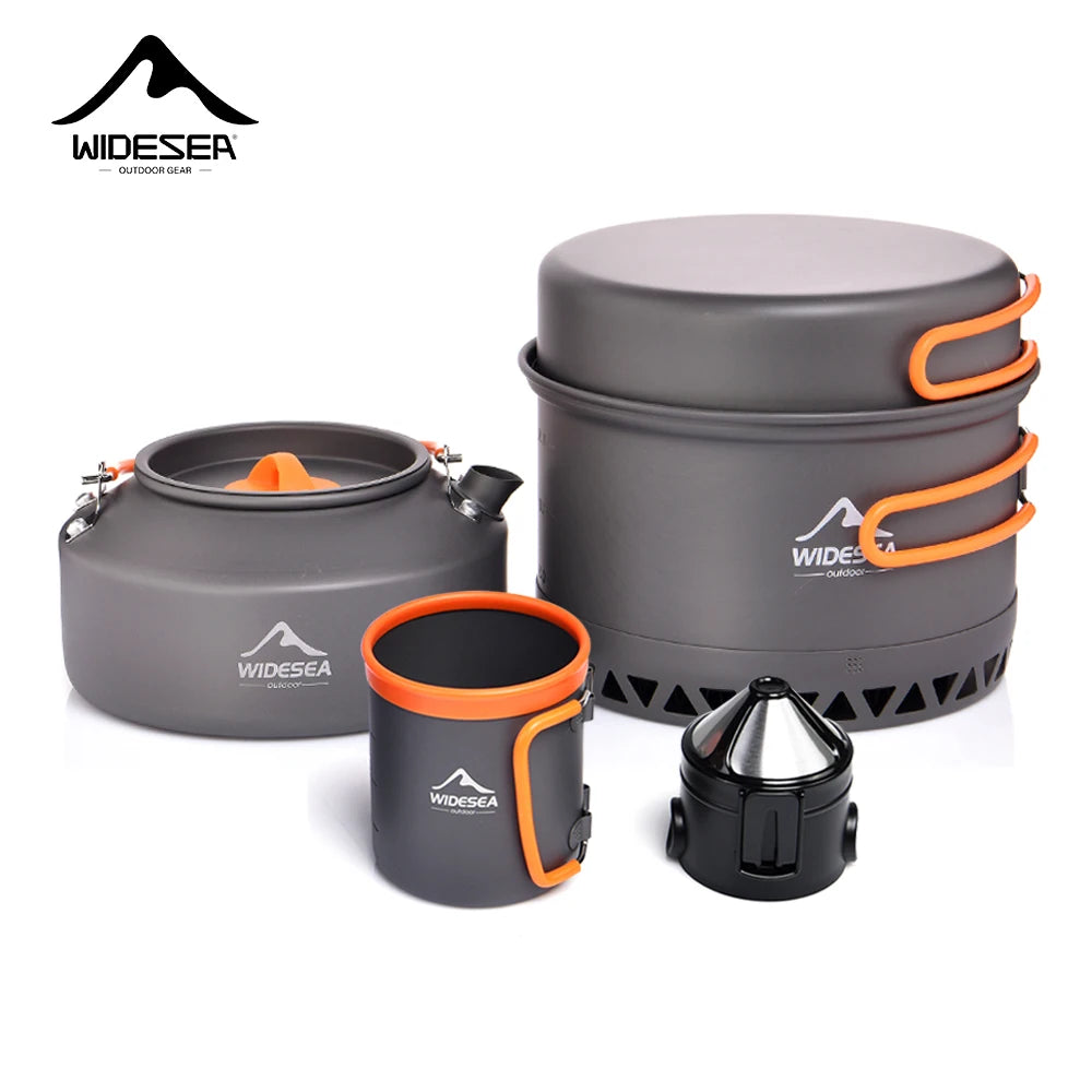 Widesea Outdoor Camping Cookware Set With Kettle And Cups