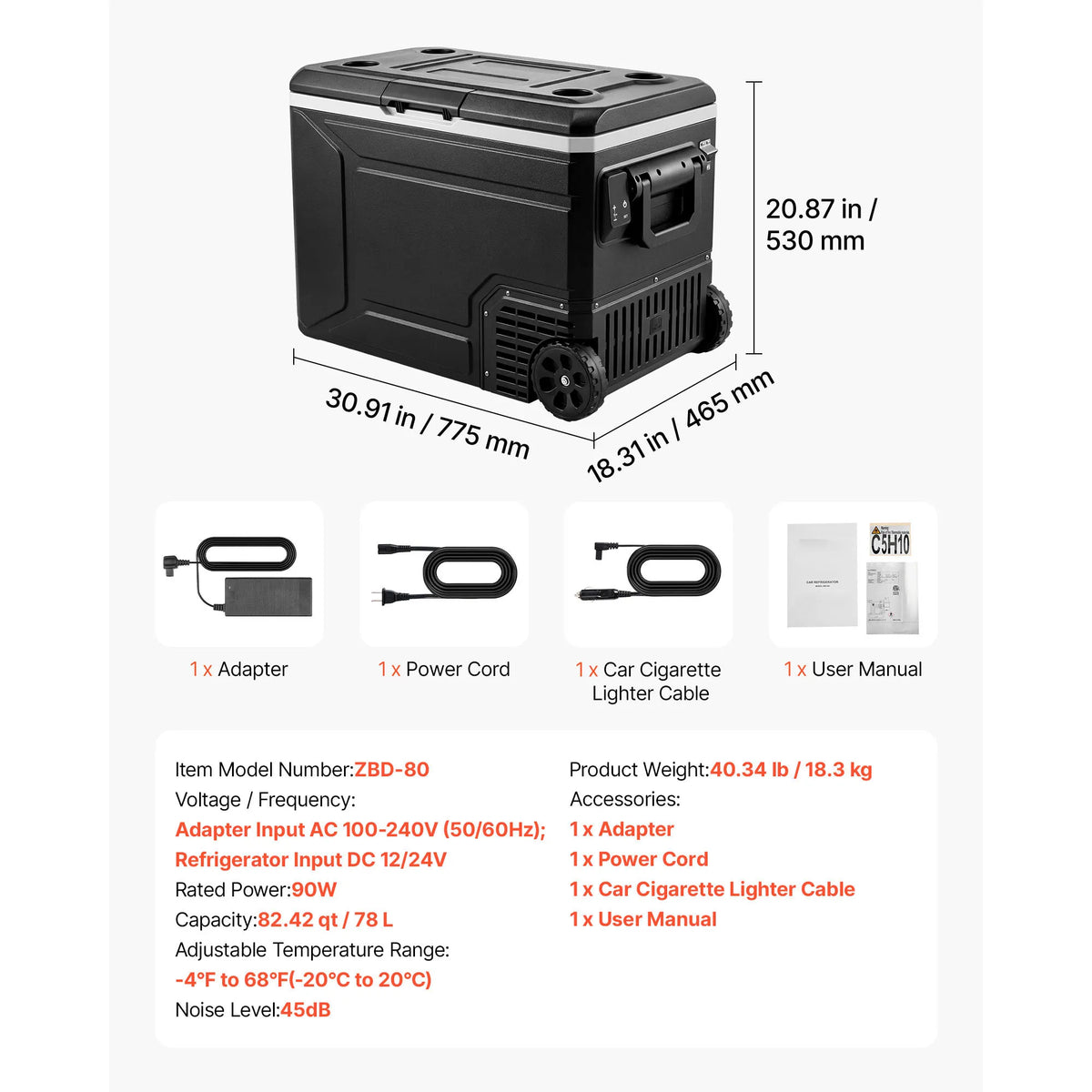 SucceBuy Portable Car Refrigerator With Wheels For Camping