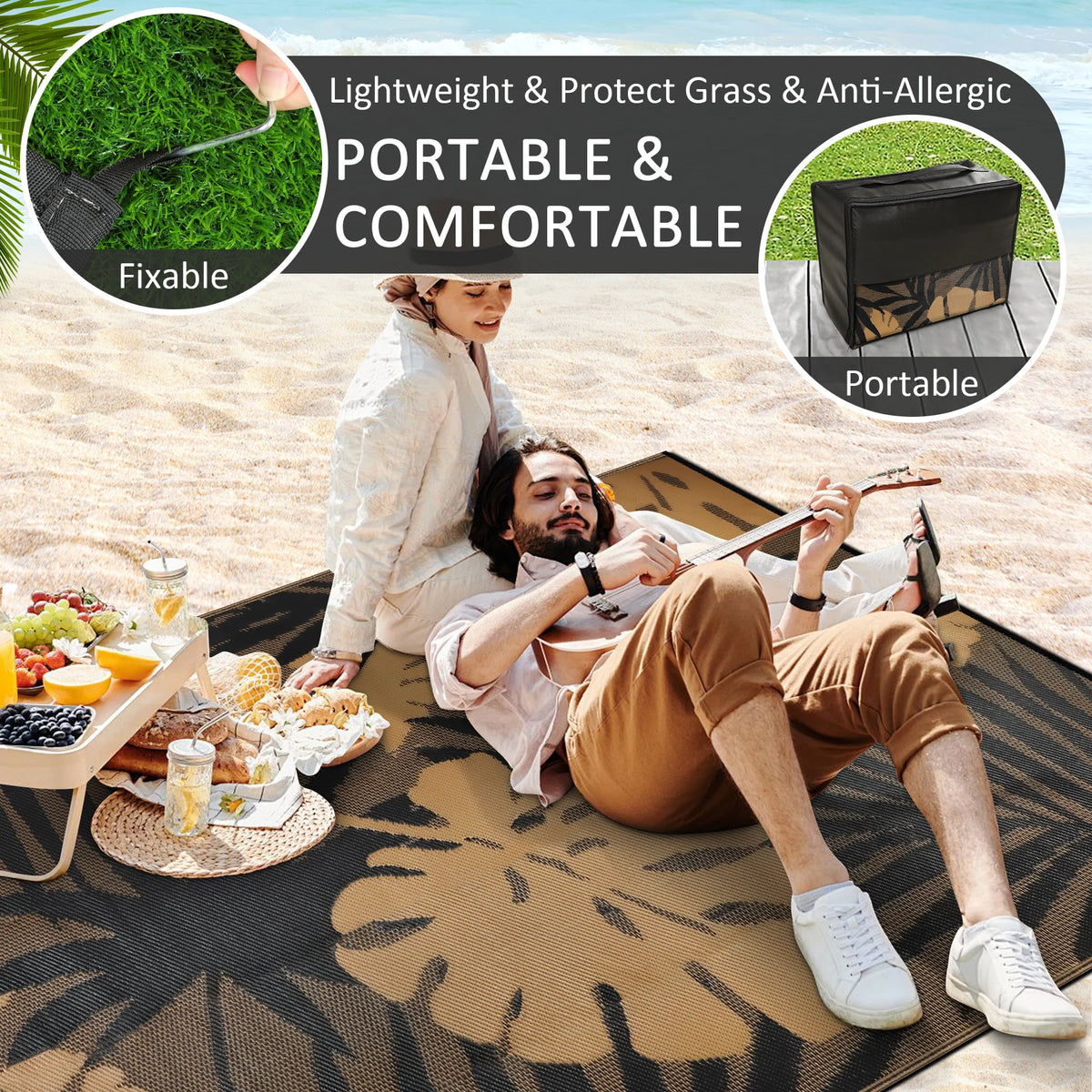 Waterproof Recycled Plastic Outdoor Rug For Patio And Camping