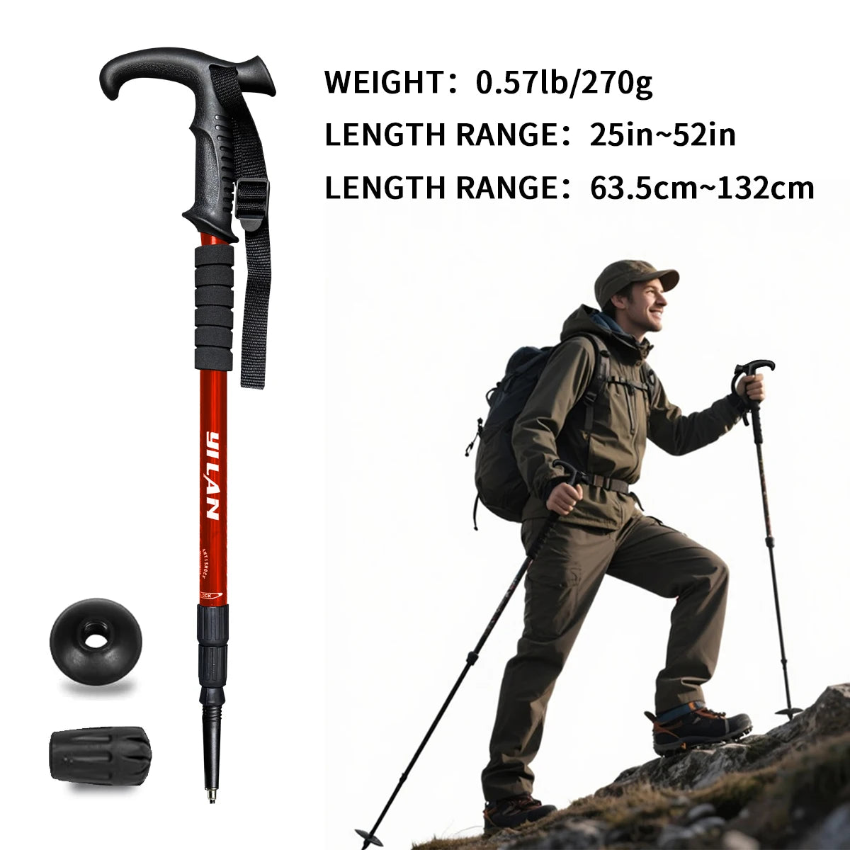 Ultralight Aluminum Hiking Poles With Shock Absorption