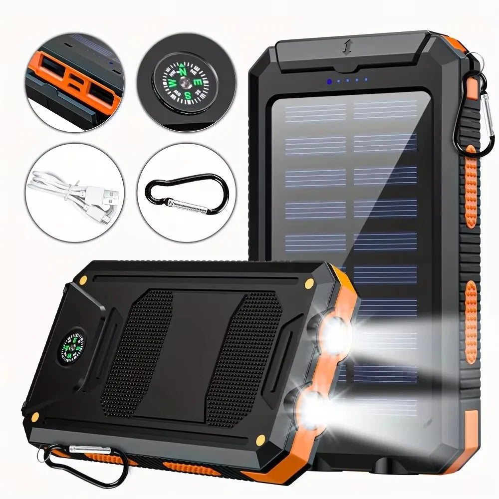 Portable Solar Power Bank 10000Mah With Leds And Digital Display