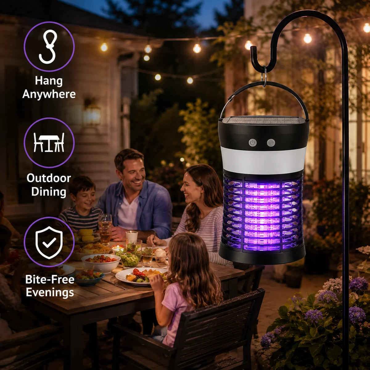 Rechargeable Solar Mosquito Bug Zapper For Indoor Outdoor