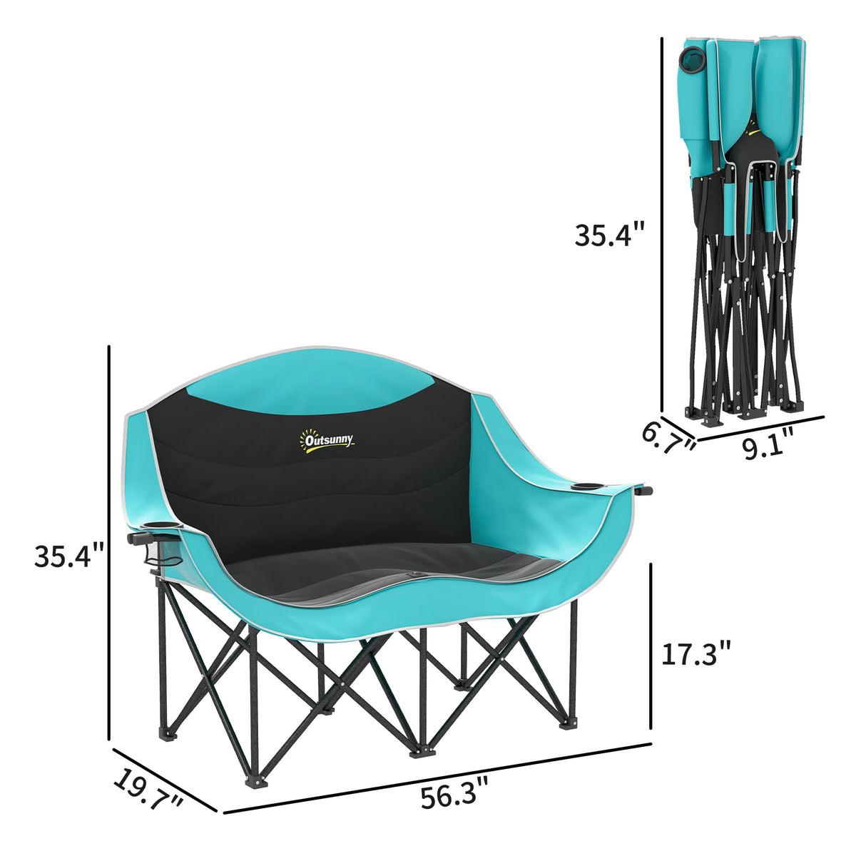 Outsunny Double Padded Folding Camping Chair For Adults