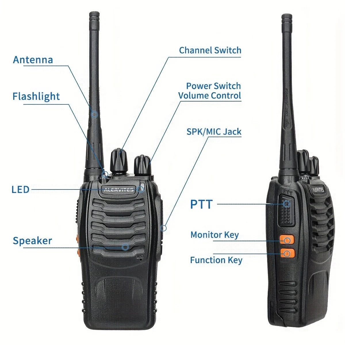 ALERVITES AT-888S Two Way Radio With Noise Reduction