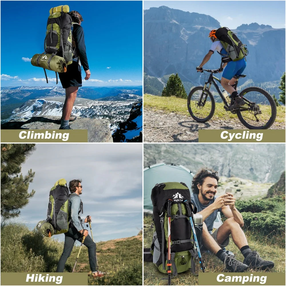 Night Cat Waterproof Hiking Backpack With Rain Cover