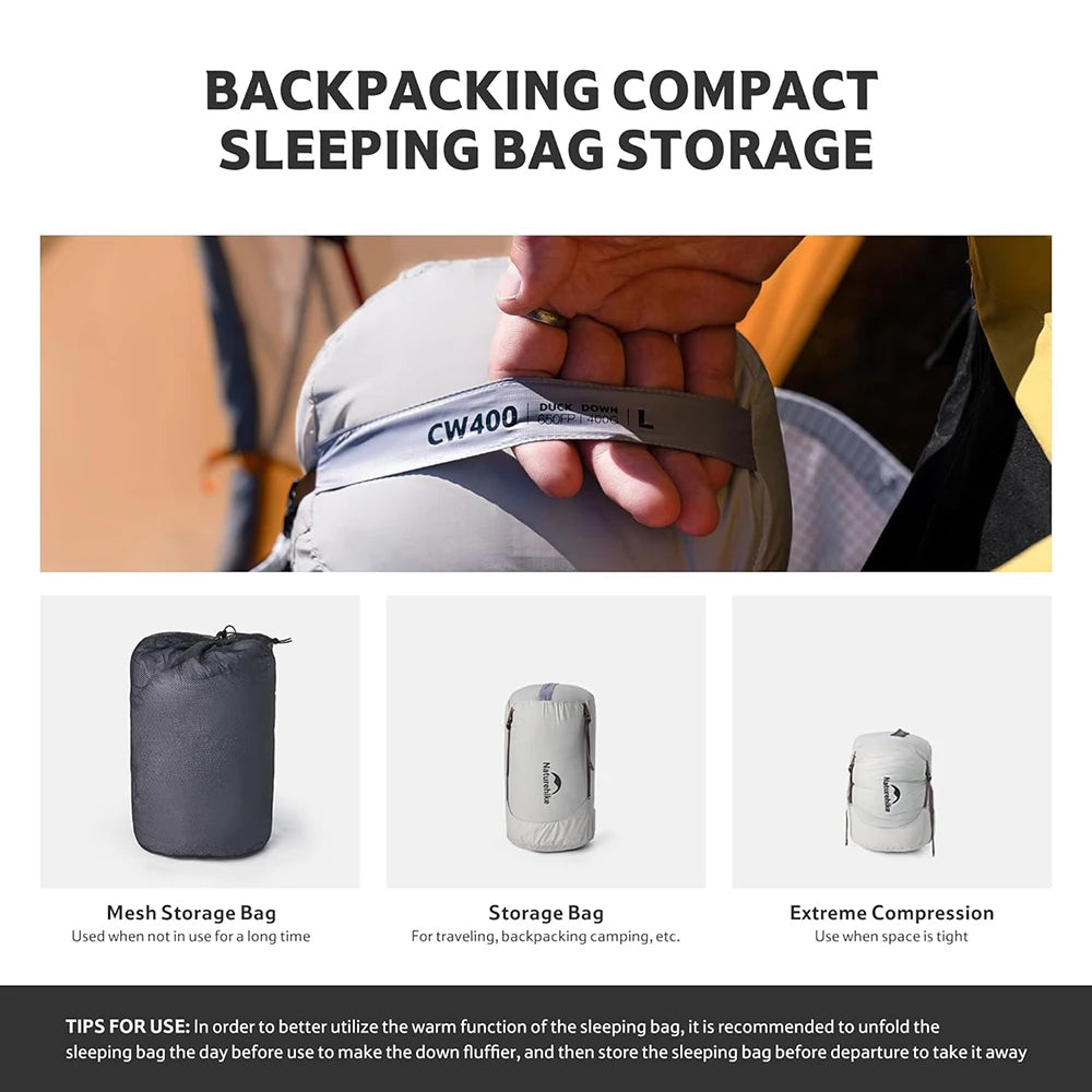 Naturehike CW700 Envelope Duck Down Sleeping Bag Camping Hiking