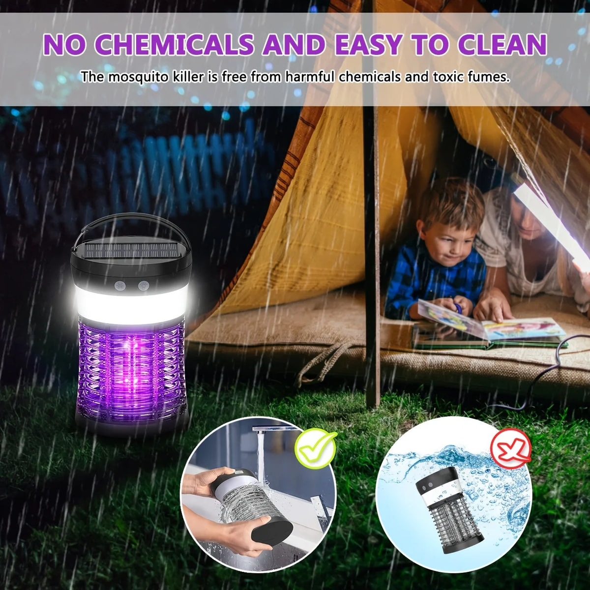 Rechargeable Solar Mosquito Bug Zapper For Indoor Outdoor