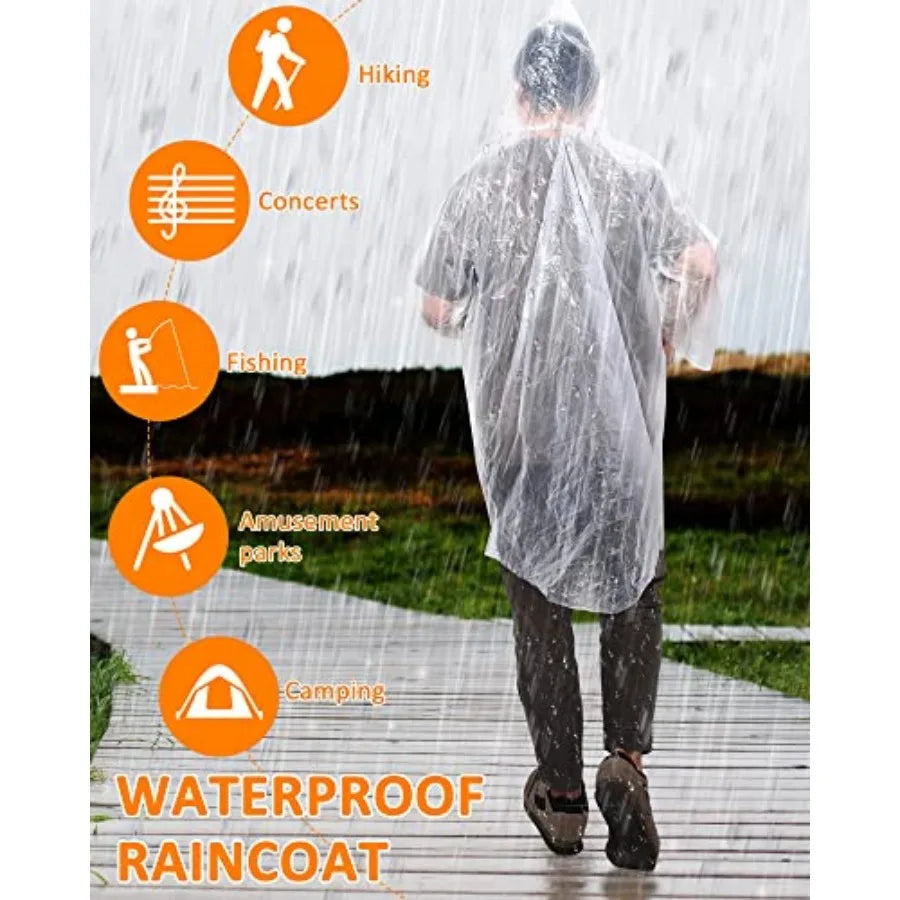 Disposable Hooded Rain Ponchos For Emergency And Travel