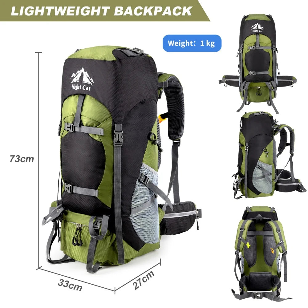 Night Cat Waterproof Hiking Backpack With Rain Cover