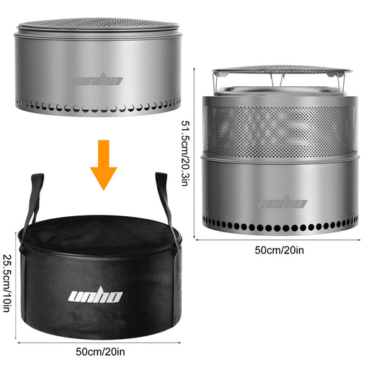 Portable Smokeless Stainless Steel Wood Burning Fire Pit for Camping