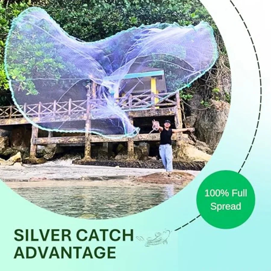 Saltwater Fishing Cast Net With Chain Bottom