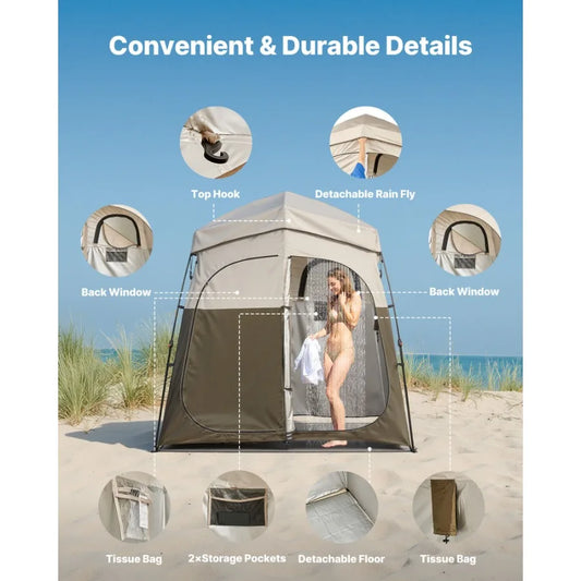 Portable Camping Shower Tent With Changing Room And Carry Bag