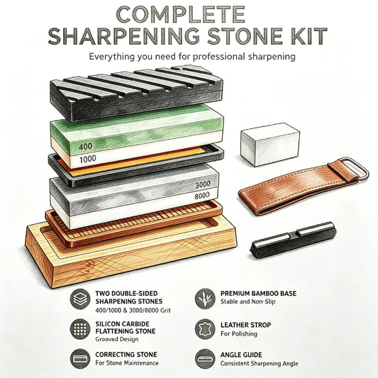 AHTOSKA Knife Sharpening Stone Kit With Strop And Angle Guide