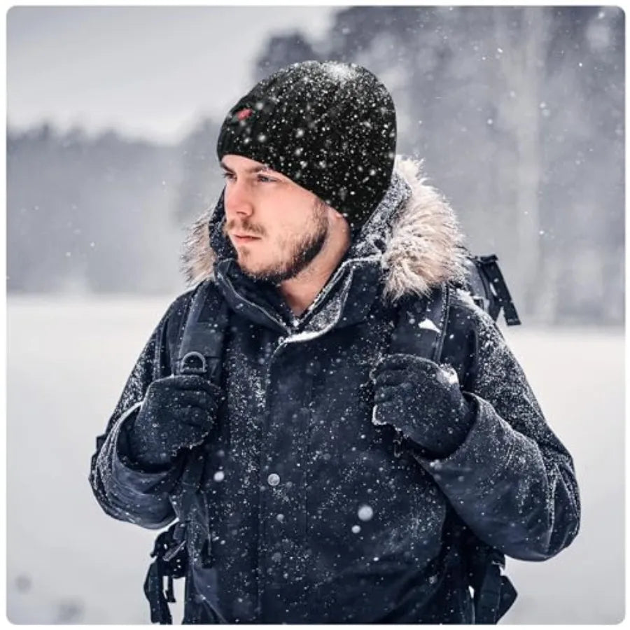 Rechargeable Heated Knit Beanie Hat For Outdoor Activities