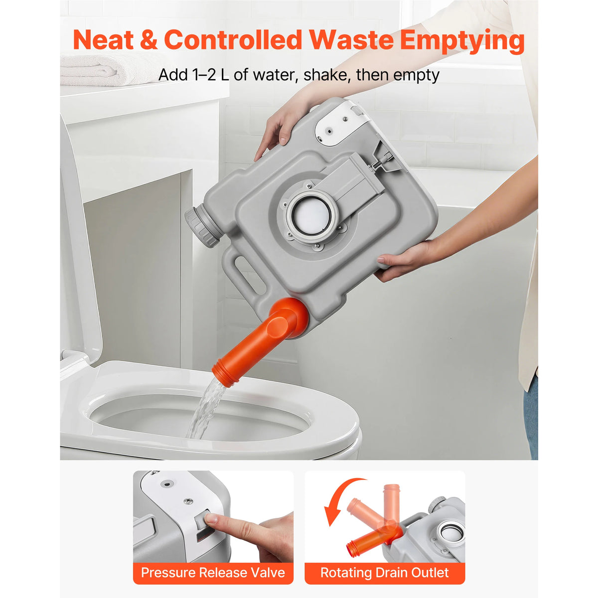 SucceBuy Portable Toilet With Detachable Waste Tank And Level Indicator