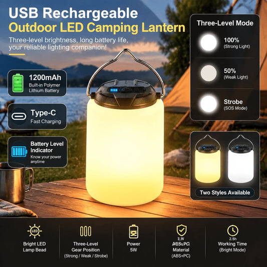 STONEGO USB Rechargeable LED Camping Lantern With Adjustable Brightness
