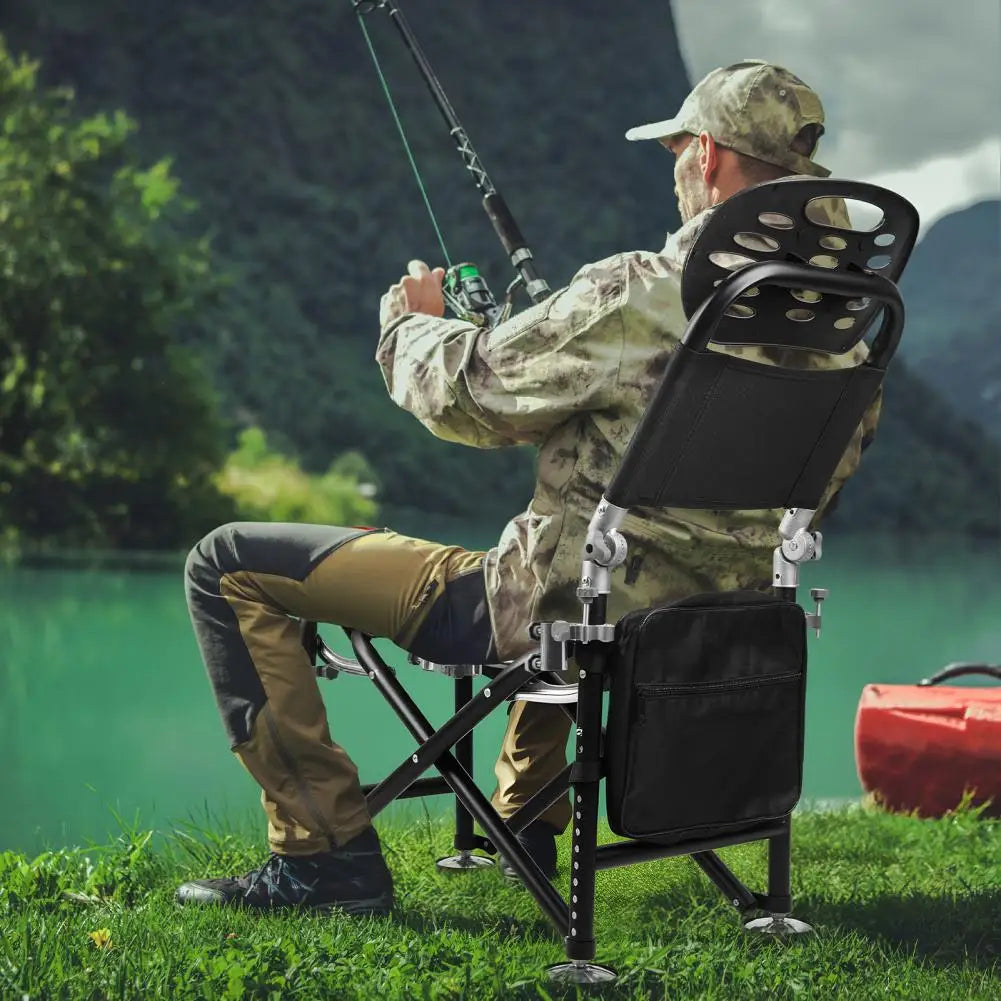 Folding Fishing Chair With Adjustable Backrest And Rod Holder