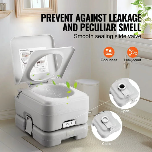 Portable Camping Toilet with Carry Bag and Pressurized Flush