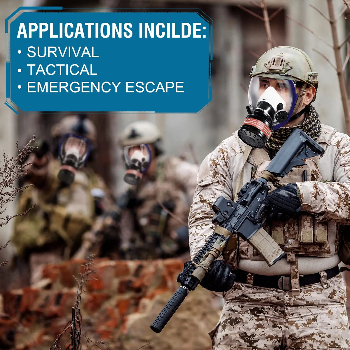 Full Face Respirator Gas Mask With Activated Carbon Filter Canister